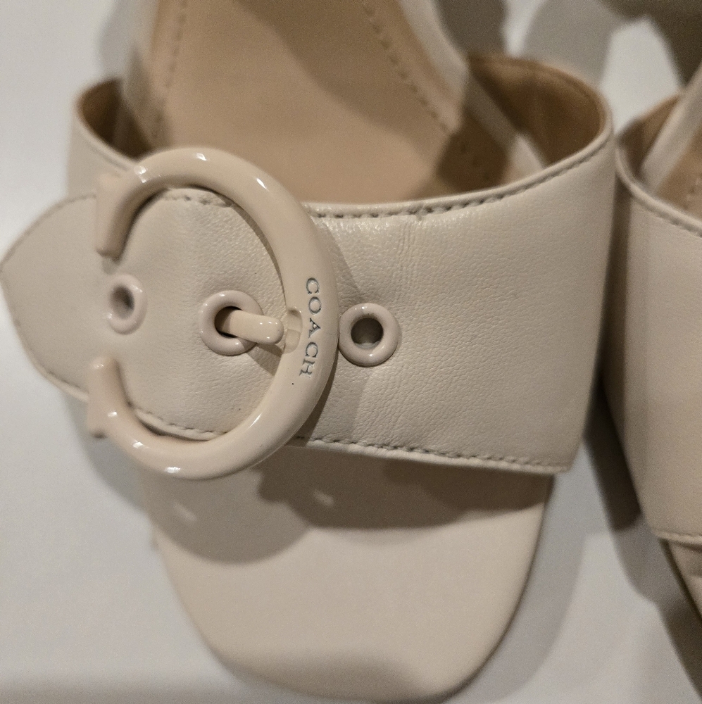 Coach Women's Mollie Cream Braided Sandals Sz 8 Like New - Picture 4 of 11